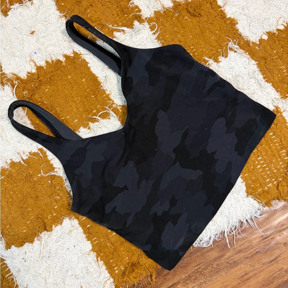 lululemon athletica Black Camo Strappy Sports Bra Top